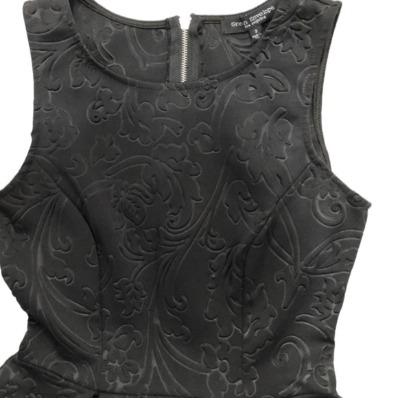 Green Envelope Los Angeles Brocade Black Floral Sleeveless A Line Dress Small S - Picture 3 of 5
